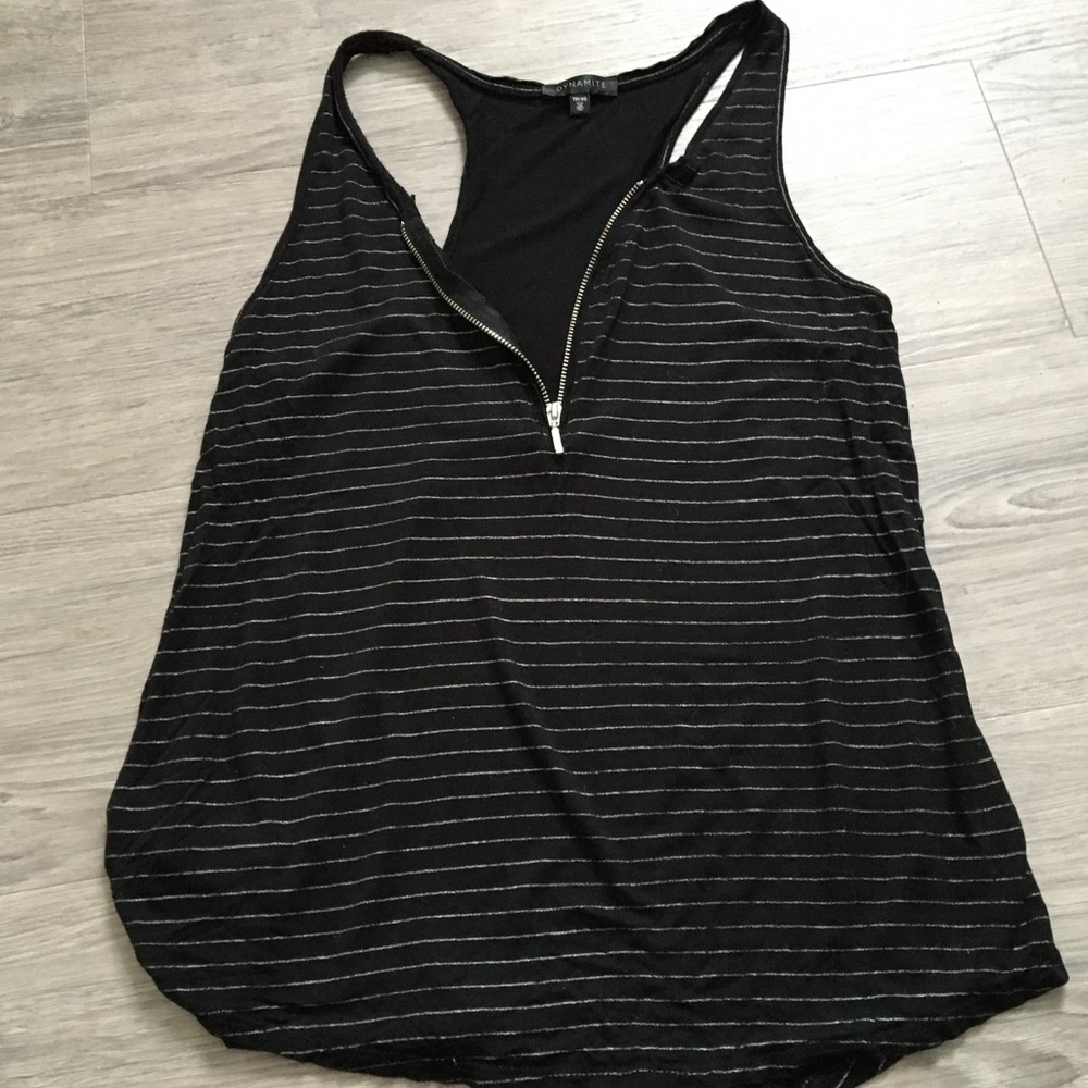 Black Dynamite Striped Zip Up Tank Top